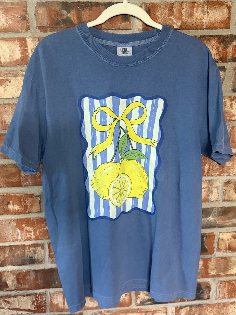 Comfort Colors Blue Short Sleeve Tee with Yellow Lemon Graphic